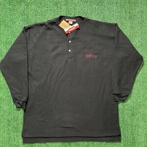 NWT Perry Ellis America black fleece quarter button long sleeve shirt Men's M